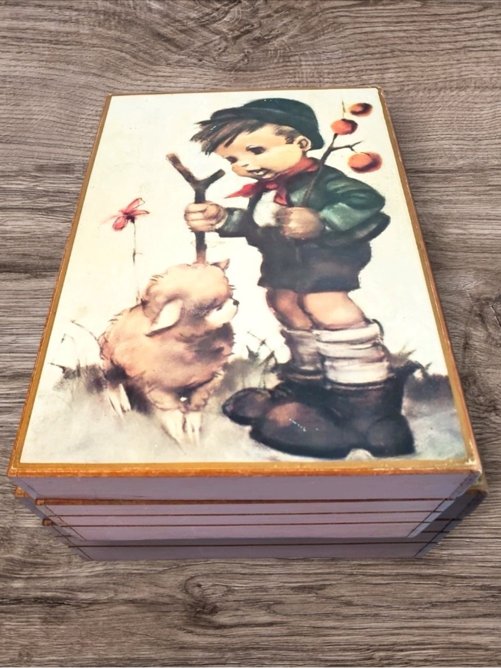 Vintage Hummel Shepard Boy & Lamb Wooden Music Box from Japan
